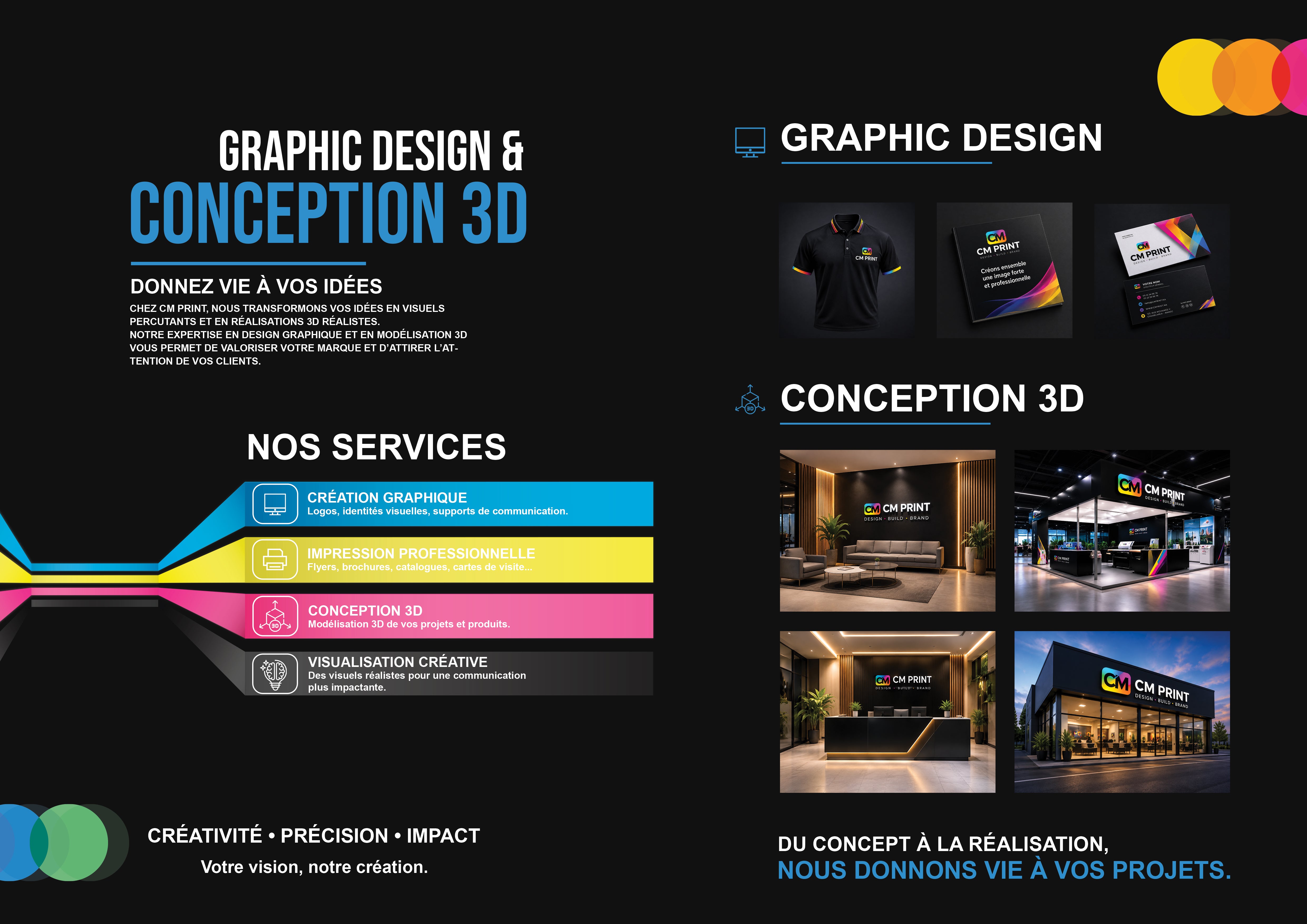 Catalogue CM Print Design graphique & Conception 3D — présentation et services